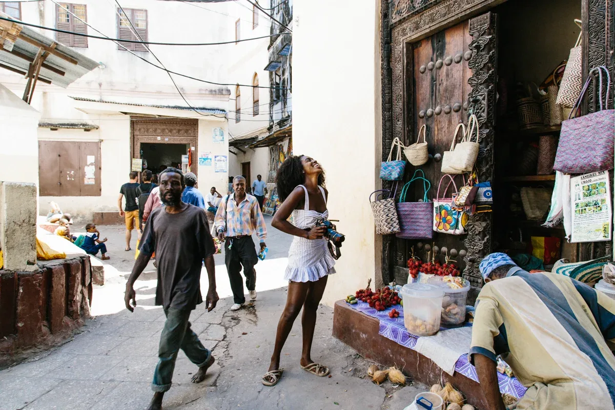 A lively street in Stone Town, Zanzibar