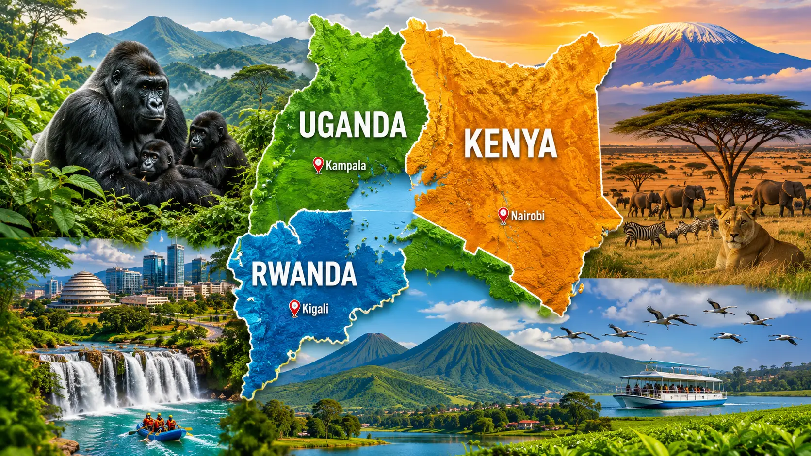 Map showing countries covered by the East African Tourist Visa.